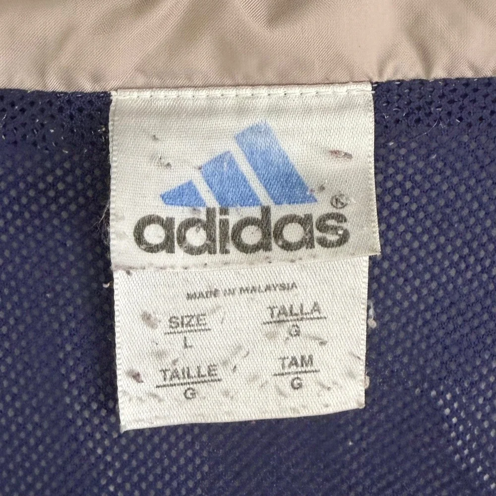 Vintage Adidas Windbreaker Jacket Men L 2001 Y2K Blue Grey Spell Out Coat 489995